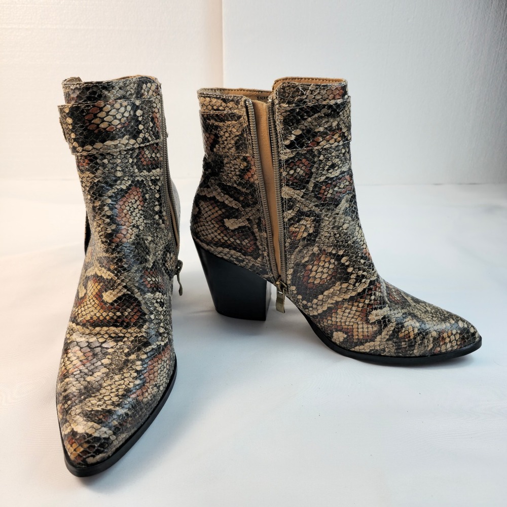 Catherine Malandrino Snakeskin Pattern Women's Boots Lt Brown Size US 7.5 UK 5.5